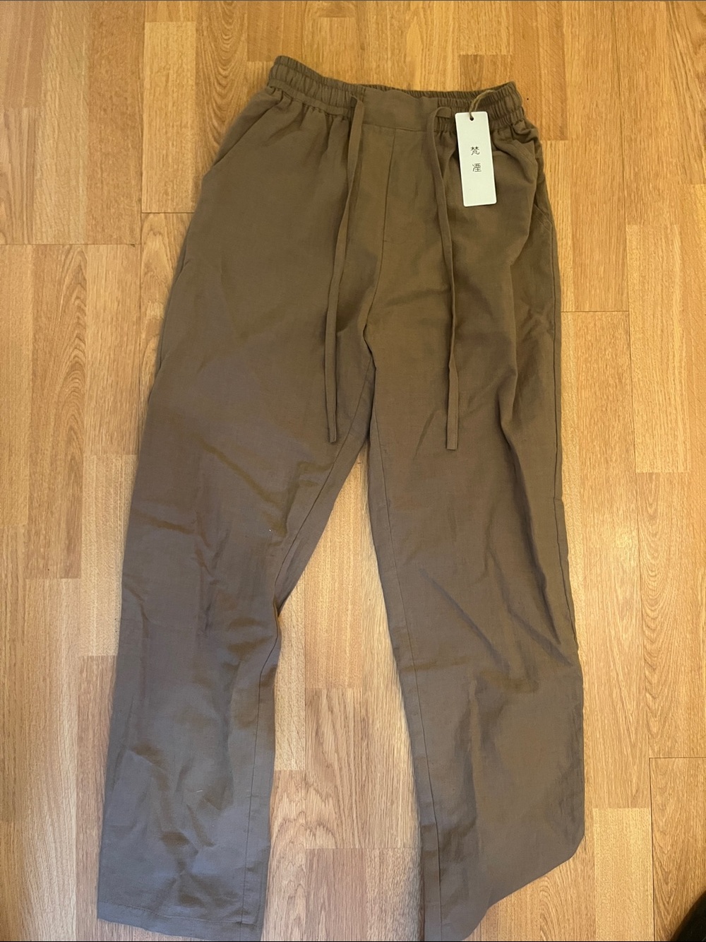 Men's Brown Drawstring linen Pants